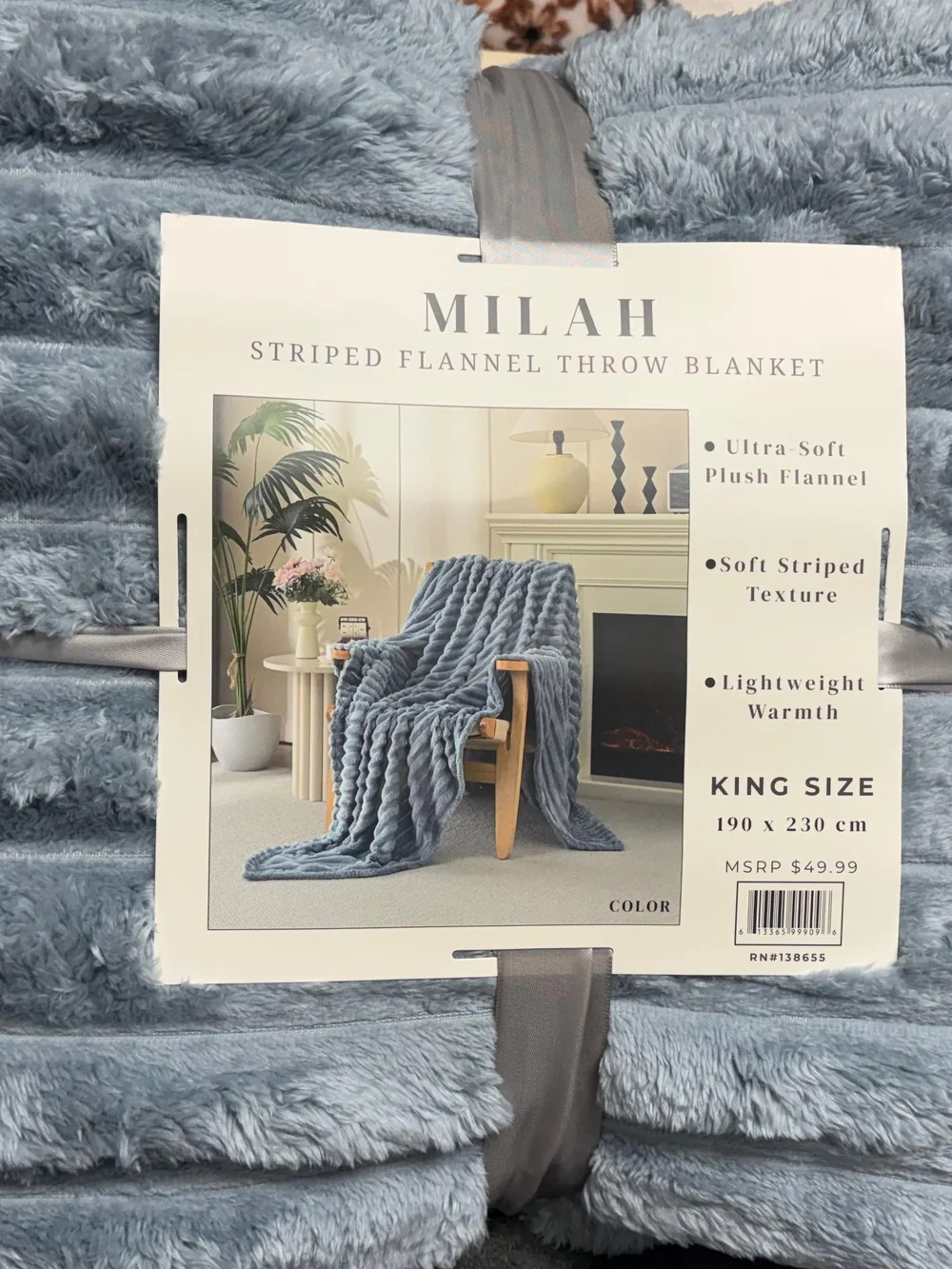 MILAH Striped Flannel Throw Blanket - Pink